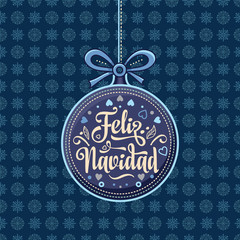 Feliz navidad. Xmas card on Spanish language. 