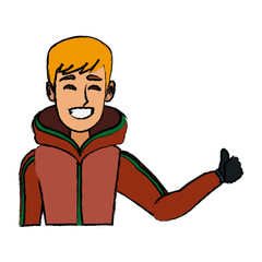 portrait young man wearing winter clothes vector illustration