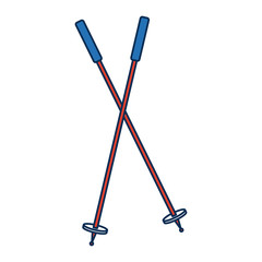ski sticks winter sport accessory elements vector illustration