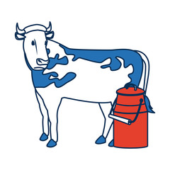 swiss can milk cow dairy culture concept vector illustration