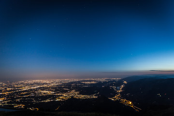 Blue hour on venetian prealps, Veneto, Italy