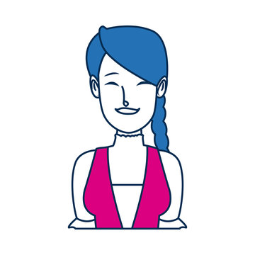 portrait happy swiss woman with braid hair vector illustration