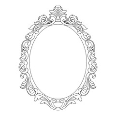 Vintage oval graphical frame in antique style. Vector.
