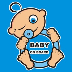 Baby boy on board, vector icon, banner