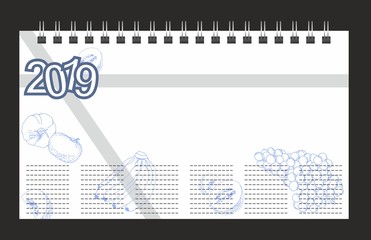 2019 Mock-up Calendar . 2019 + notebook - 167972814