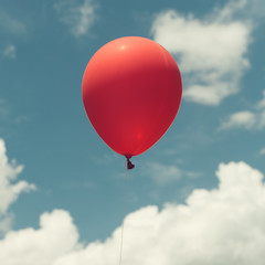 Fototapeta premium Lots of colorful balloons on the blue sky, concept of love in summer and valentine, wedding honeymoon. Vintage effect style pictures.
