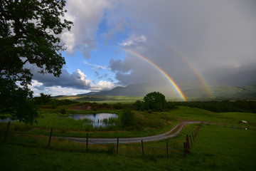 Rainbows over the highlands.