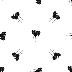 Three balloons in the shape of heart pattern seamless black