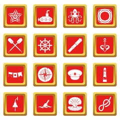 Nautical icons set red