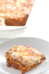 homemade lasagne, white background - 167976825