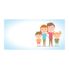 Flat vectorial image of a family in a horizontal rectangle - 167977694