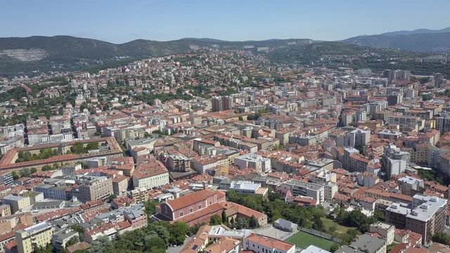 Aerial view of Trieste in summer, Italy