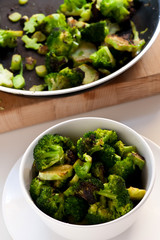 Homemade salad with broccoli and meat, balanced meal