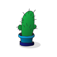 One cartoon cactus in a pot