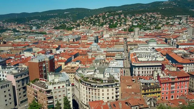 Aerial view of Trieste rooftops, Italy