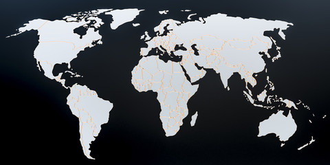 Metallic map of Earth, 3D rendering