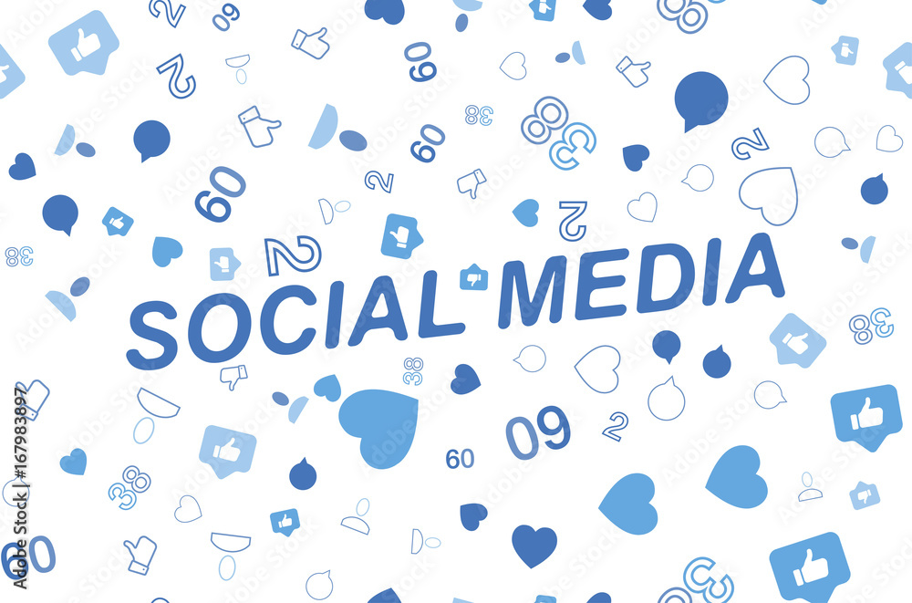 Aufkleber seamless pattern with icons of social networks and symbols of notifications. flat vector illustratio