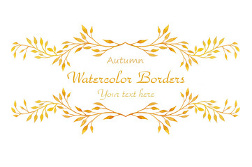 Fototapeta na wymiar Watercolor autumn borders