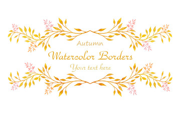 Watercolor autumn borders