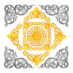 Pattern of flower carved wooden for decoration isolated on white background