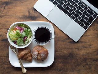 bleakfast on wooden table
