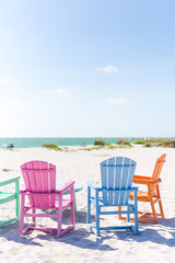 Colorful Chairs on the Beach, Florida