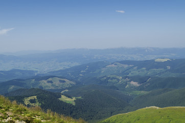 Naklejka premium Carpathian mountains landscape and forest.