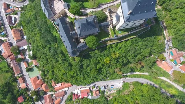 Top view of Medieval castle Karlstejn in Czech republic, Europe