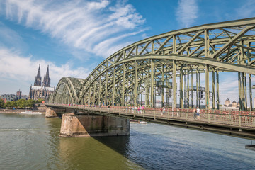 Bridge and Church in Cologne Germany