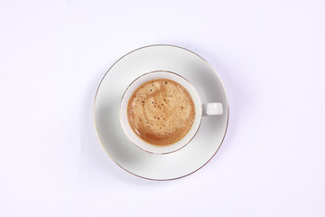 Cup of coffee made from fresh roasted coffee beans