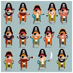 Set of flat pirate icons