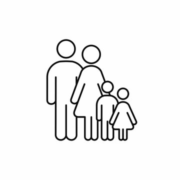 Family outline icon. Vector isolated family silhouette line illustration