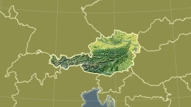 Austria and neighborhood. Topographic