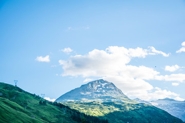 Big green mountain in Europe summer time