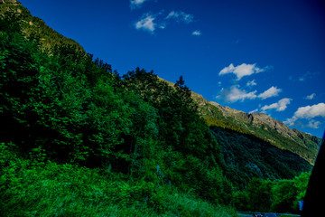 Big green mountain in Europe summer time