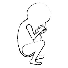 monochrome blurred silhouette of side view fetal growth in the ninth month