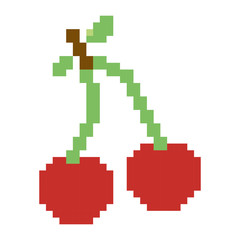 Obraz premium colorful pixelated cherries fruit food