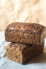 Two loaves of rye bread, food closeup