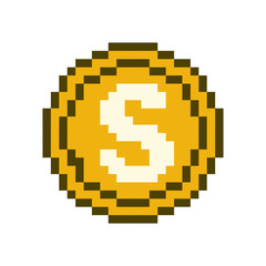 Obraz premium colorful pixelated coin with money symbol