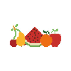 colorful pixelated set collection fruits
