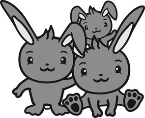 verliebt papa mama kind kleines baby familie junge mädchen kaninchen hase klein süß niedlich glücklich