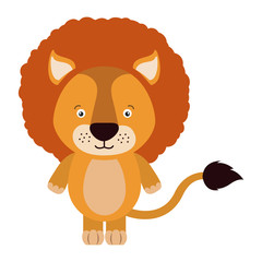 white background with colorful caricature cute lion animal