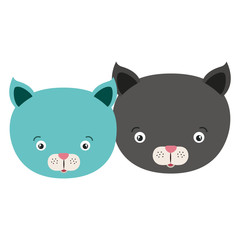 white background with colorful caricature face couple cute animal cats