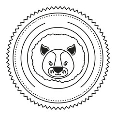 white background with monochrome silhouette frame decorative with face lion