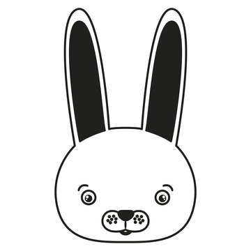 white background with monochrome silhouette caricature face rabbit