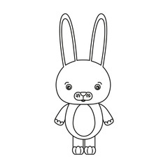 white background with silhouette caricature cute rabbit animal