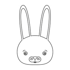white background with silhouette caricature face rabbit cute animal