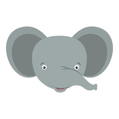 white background with colorful caricature face elephant cute animal