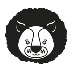 white background with monochrome silhouette caricature face lion