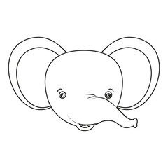 white background with silhouette caricature face elephant cute animal